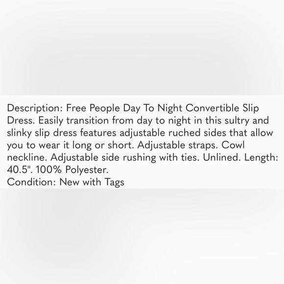 NWT Free People Day to Night Convertible Slip Dress - XS and L - Picture 4 of 4